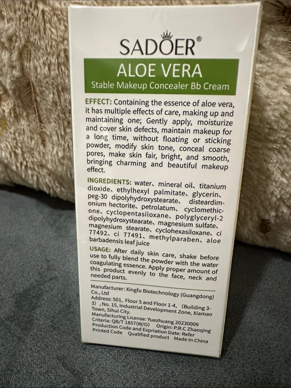 Aloe Vera Hydro Moist BB Cream Concealer - Green